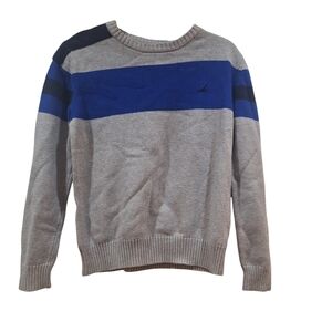 Nautica Crew Neck Color Block Stripe Sweater Youth Boys' Size 14/16 Large GUC